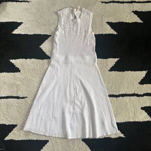 Michael Kors White Ribbed Knit Sleeveless Dress – Size Small